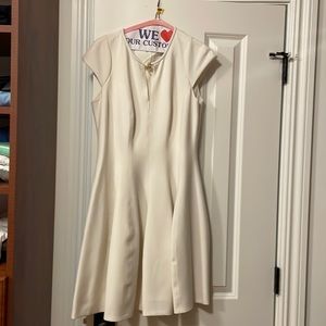Cream halston heritage fit and flare dress